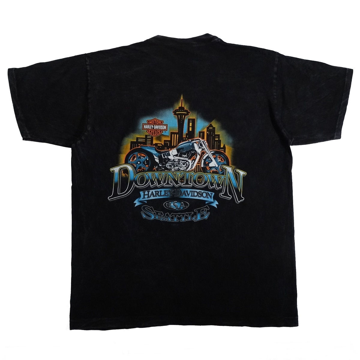 Seattle Washington Harley Davidson T-Shirt Downtown - Tarks Tees