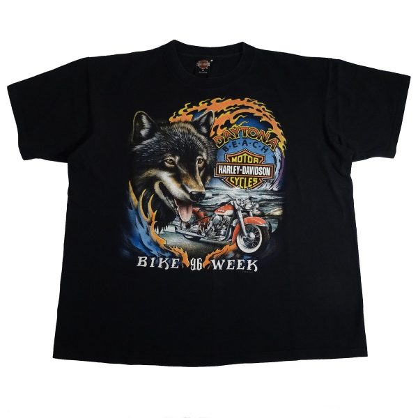 Daytona Beach Florida Bike Week 96 Harley Davidson Vintage 90's T Shirt Front
