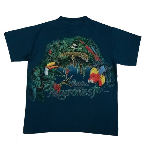 rainforest habitat vintage 90s t shirt back of shirt