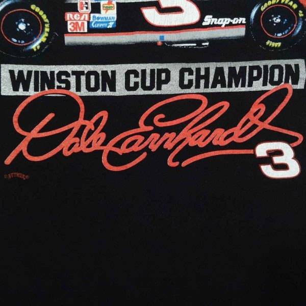 dale earnhardt intimidator vintage 90s t shirt front graphic close up