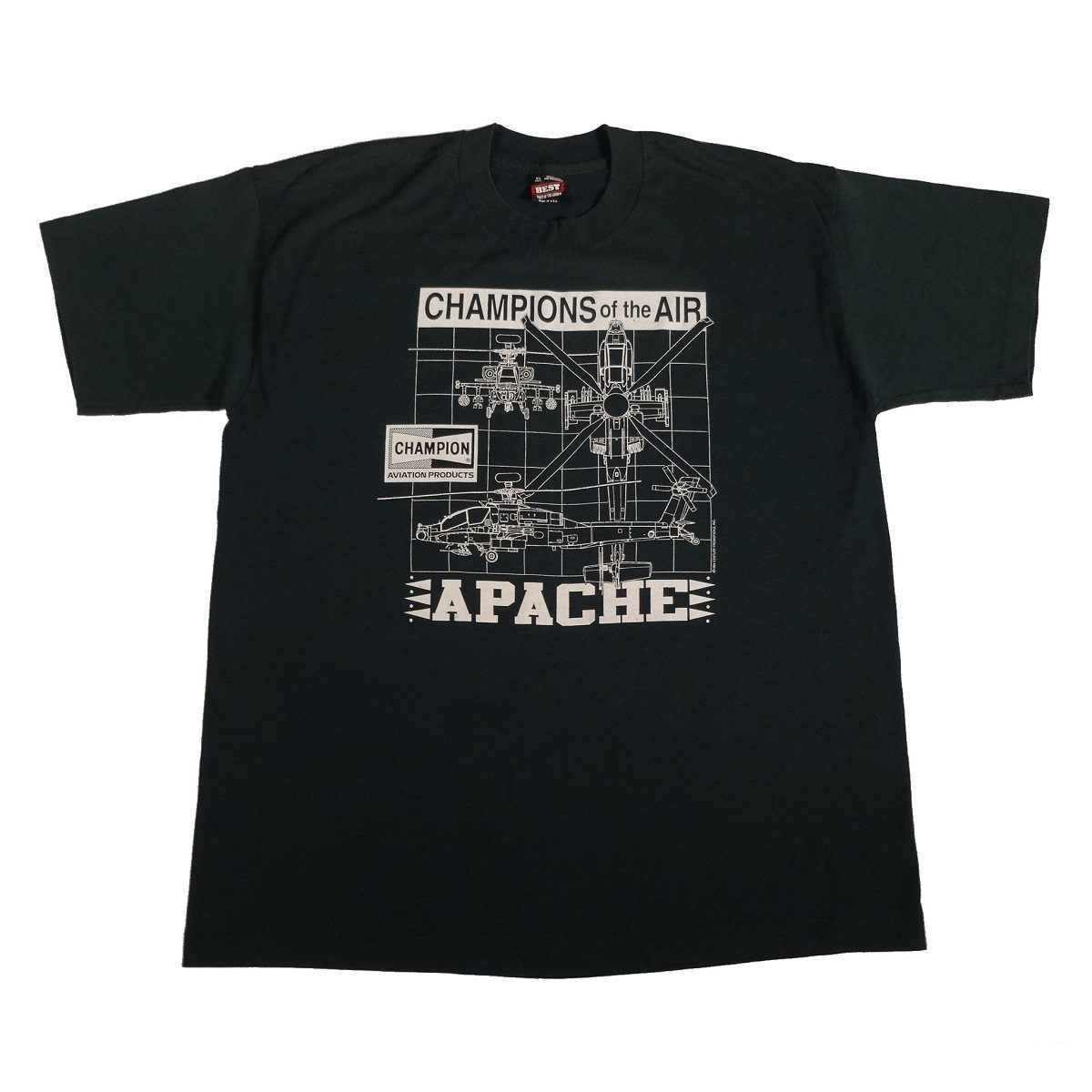 apache helicopter champion aviation vintage t shirt front